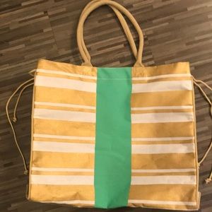 beach bag- Metallic Gold & Turquoise